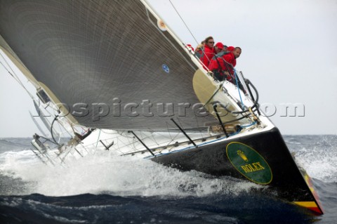 Black Dragon sailing up wind at the Maxi Yacht Rolex Cup 2005