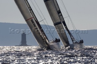 Trapani, 28 09 2005. Trapani Louis Vuitton Acts 8 & 9. Emirates Team New Zealand & BMW ORACLE Racing