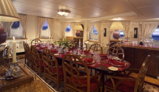 Dining room onboard a superyacht