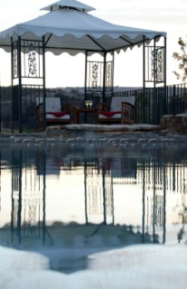 Sunrise at the swimming pool at villa Finca La Morera in Spain