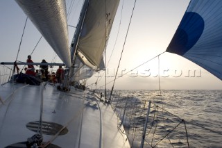 Onboard maxi yacht during Rolex Middle Sea Race 2005.