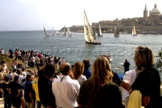 Start of the Rolex Middle Sea Race 2005 from the Royal Malta Yacht Squadron, Valetta.