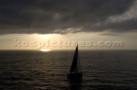 Aera sails passed Stromboli Island Rolex Middle Sea Race 2005