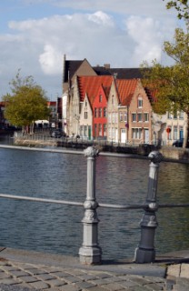Buildings and houses on the banks of the rivers and canals of the town Brugges in Belgium