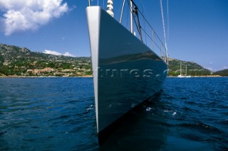 Graphic bow of Wally yacht Tiketitan