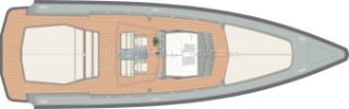 Rendering design and drawings of the Wallytender powerboat built by Wally
