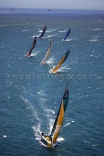Volvo 70 yachts racing in the Volvo Ocean Race 2005 In port Race Cape Town South Africa
