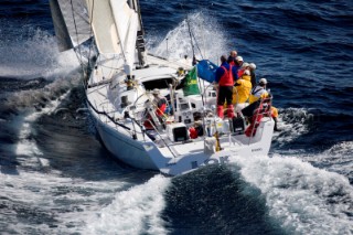 Loki sailing along the Tasmanian coast, Australia, Dec., 28, 2005. 85 yachts of all sizes battled for this years line honors in this the 61st running of the world famous race.