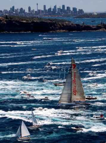 Alfa Romeo sail  at the start of the Rolex Sydney to Hobart Race on Boxing Day in Sydney Australia M