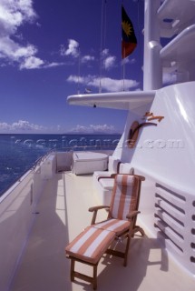 Relaxing deck chair onboard a superyacht