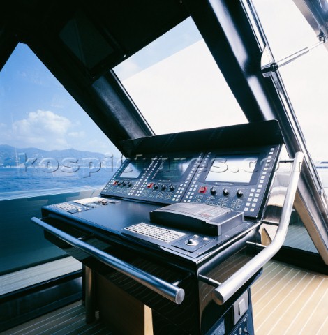 Wally yacht interior  controls and instruments on bridge