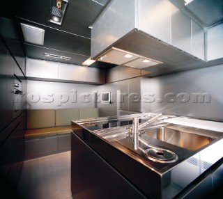 Wally yacht interior - galley kitchen