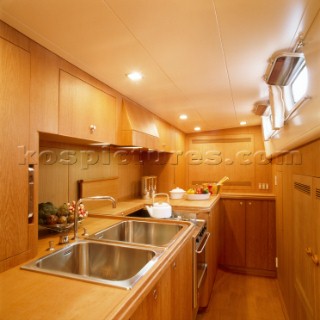 The Wally maxi yacht Carrera - interior galley and kitchen