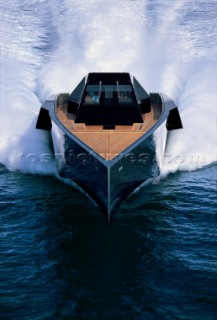 The technologically advanced and innovative Wallypower 118 with its water jet power and contemporary design