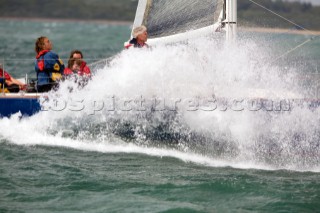 COWES, ENGLAND - JULY 31:  The IRC4 class J100 yacht Skyrunner owned by Peter Bainbridge surfing downwind during Day 3 of Skandia Life Cowes Week 2006. (Photo by Kos/Kos Picture Source via Getty Images)