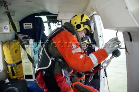 Internal view of Coastguard Helicopter in action