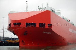 The car transport ship Toncred T¿nsberg docked in port