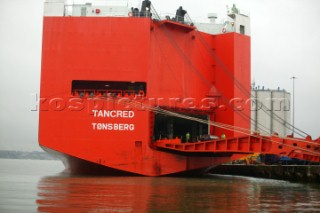 Car being driven off the Transport Ship Toncred T¿nsberg