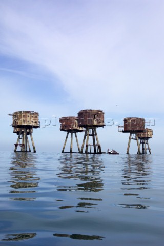 Towers belonging to the Maunsell Army Sea Forts in the Thames Estuary constructed in 1942 as anti ai