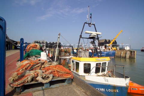 Trawler at the quayside in Whitstable harbour