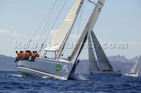 PORTO CERVO SARDINIA  SEPT 6th 2006 The 24 metre racing yacht Allsmoke GBR owned by Gunter Herz tack