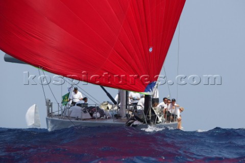 PORTO CERVO SARDINIA  SEPT 9th 2006 The Wally maxi yacht Indio ITA riding the waves under spinnaker 