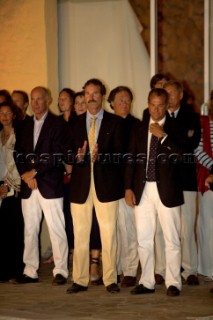 Porto Cervo, 12 09 2006. Rolex Swan Cup 2006. ClubSwan Party. Paul Cayard, Leonardo Ferragamo. . The Rolex Swan Cup is the principal event in the swan yacht racing circuit. For Editorial Use only.