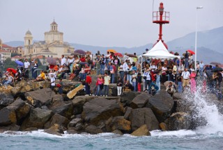 Imperia - Italy -  September 16th  2006. Vele dEpoca di Imperia 2006. Spectators watching the regatta.