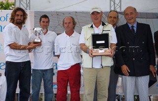 Imperia - Italy -  September 16th  2006. Vele dEpoca di Imperia 2006. Owner of boat Charisma, Alejandro Perez Calzada, during prize giving.