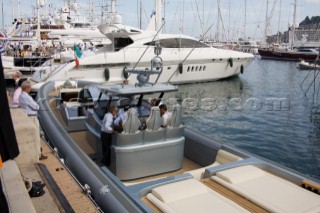 Huge 60ft rib tender chaseboat on display at the Monaco Show