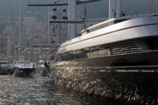 The high tech and modern technology design of the superyacht megayacht Maltese Falcon owned by Tom Perkins