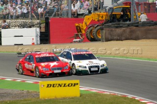 Former F1 drivers Jean Alesi and Heinz-Harald Frentzen side by side at the DTM at Brands Hatch on July 2nd 2006