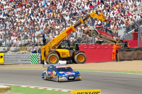 Vanina Ickxs Audi gets a little help leaving the circuit after the DTM at Brands Hatch on July 2nd 2