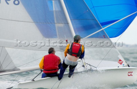 Peter Alarie crews for helm Hasso Plattner during the 505 Worlds at Hayling Island 2006