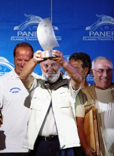 Cannes - France - 01 October 2006. Regates Royales 2006. Vittorio Cavazzana of Emeraud with the Overall Panerai Trophy for the circuit