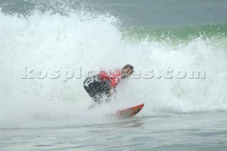 Dramatic action from eventual runner-up Brazilian Odirlei Coutinho at the Hossegor Seignosse France Rip Curl Pro 2005