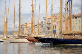 Yachts moored in the harbour during the week of Les Voiles de Saint Tropez 2005