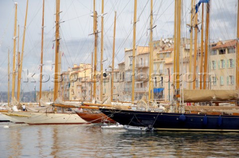 Yachts moored in the harbour during the week of Les Voiles de Saint Tropez 2005