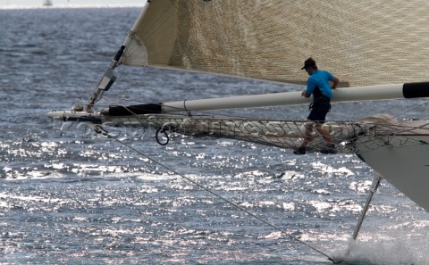PALMA MAJORCA  October 12th 2006 The brave bowman on the 46 metre sailing superyacht Windrose of Ams