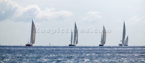 PALMA MAJORCA  October 12th 2006 A line of superyachts during Race 1 of The Superyacht Cup on Octobe
