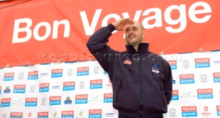 BILBAO, SPAIN - October 22nd 2006: Unai Basurko de Miguel (ESP), skipper of the Open 60 yacht  PAKEA. The Velux 5 Oceans is a three part round the world yacht race for the bravest of solo sailors. Leg 1 is approximately 12,000 miles from Bilbao in Spain to Fremantle in Western Australia. It is the ultimate test of sailing skill, stamina and endurance. (Rights restrictions may apply)