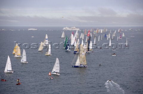ST MALO FRANCE  OCTOBER 29th 2006 The Open 60 trimarans and monohull classes are watched by crowds o