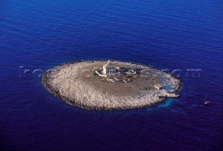 Croatia - Hvar Island. The Islet and lighthouse of Pokonski Dol.