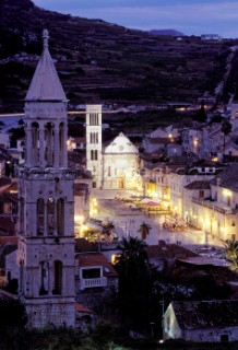 Hvar - Croatia. The bell-tower by night