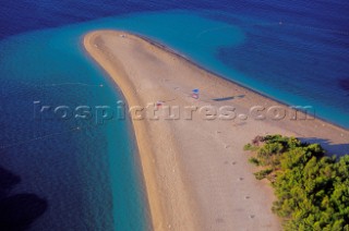 Croatia - Brac Island. Slatini Rat Beach. Aereal view.