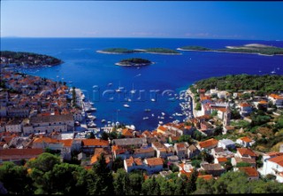 Hvar -Croatia -. The City seen from the Fortress.