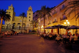 Cefalù - Sicily - Italy. The Cathedral Square by night
