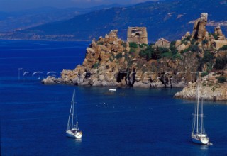 Cefal - Sicily - Italy. Calura Beach with sailing boats.