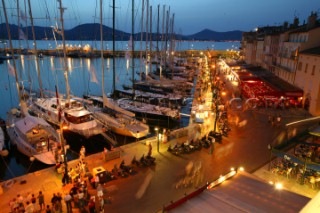 A busy evening along the waterfront in Saint Tropez