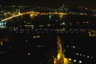 Turkey. Istanbul - a nighttime view over the city and river
